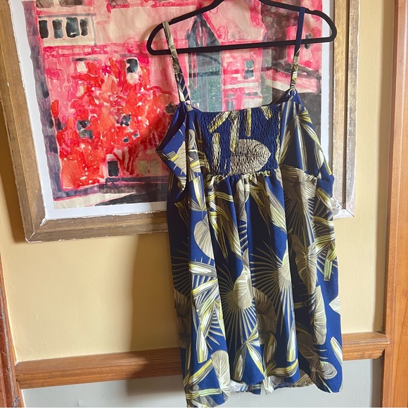 Naif Tropical Palm Leaf Sundress Button Front Pockets Women Plus Size 2X Dress - Picture 7 of 13